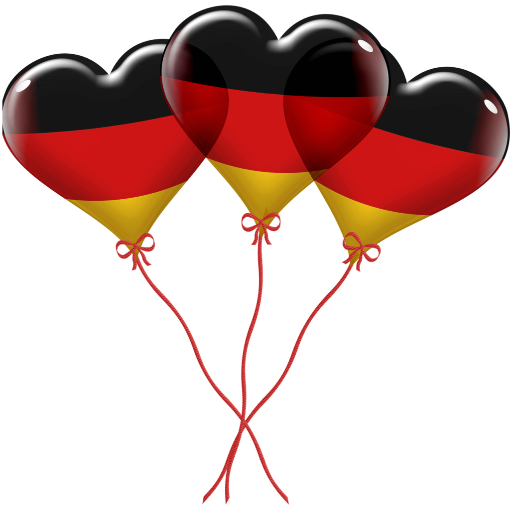 Ballons Herzform Schwarz-Rot-Gold